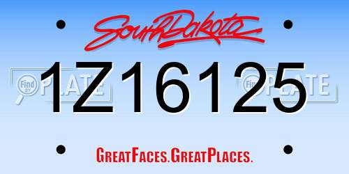 1Z16125 South Dakota License Plate