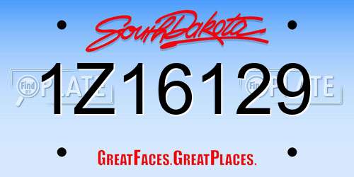 1Z16129 South Dakota License Plate