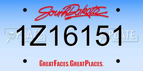 1Z16151 South Dakota License Plate