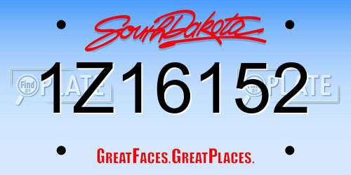 1Z16152 South Dakota License Plate