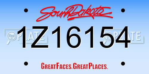 1Z16154 South Dakota License Plate
