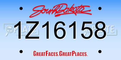 1Z16158 South Dakota License Plate