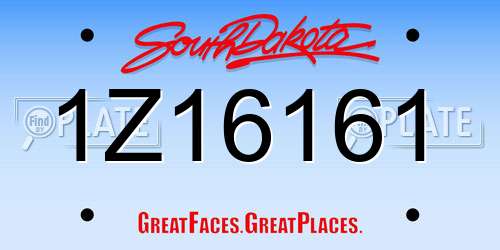 1Z16161 South Dakota License Plate