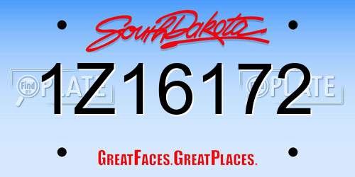 1Z16172 South Dakota License Plate