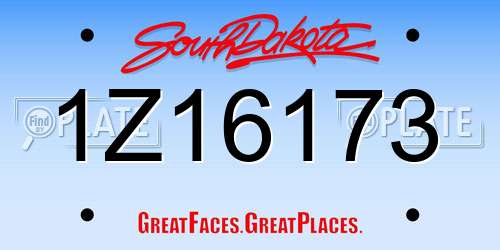 1Z16173 South Dakota License Plate