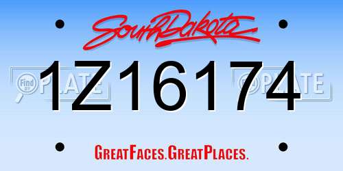 1Z16174 South Dakota License Plate