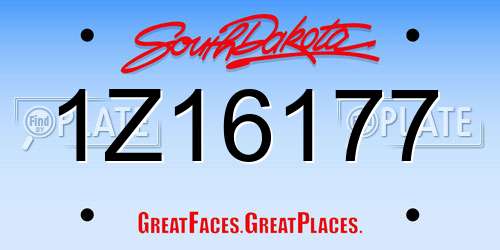 1Z16177 South Dakota License Plate