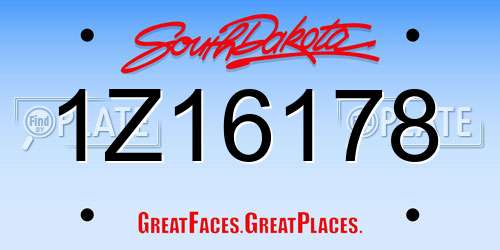 1Z16178 South Dakota License Plate