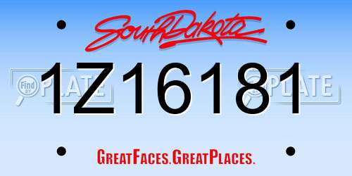 1Z16181 South Dakota License Plate