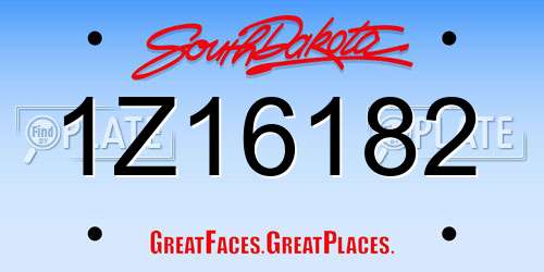 1Z16182 South Dakota License Plate