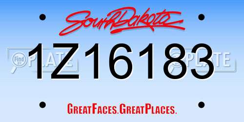 1Z16183 South Dakota License Plate