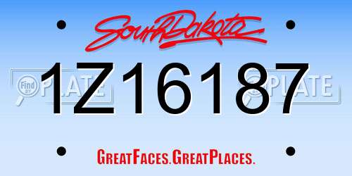 1Z16187 South Dakota License Plate