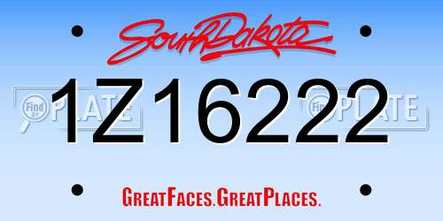1Z16222 South Dakota License Plate