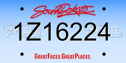 1Z16224 South Dakota License Plate