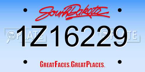 1Z16229 South Dakota License Plate
