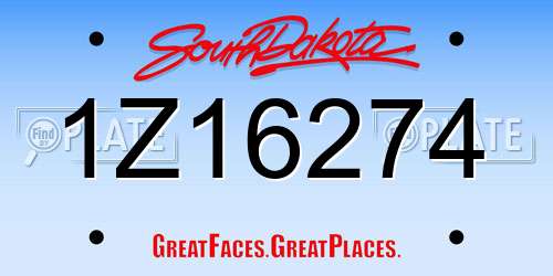 1Z16274 South Dakota License Plate