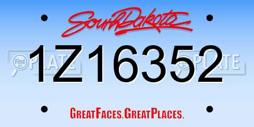 1Z16352 South Dakota License Plate