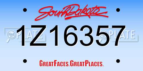 1Z16357 South Dakota License Plate