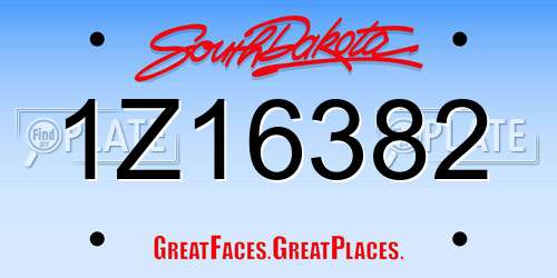 1Z16382 South Dakota License Plate