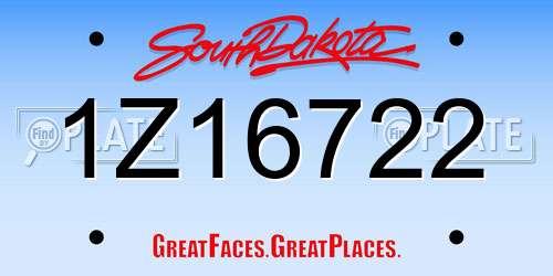 1Z16722 South Dakota License Plate