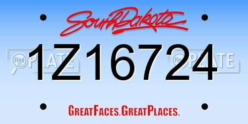 1Z16724 South Dakota License Plate