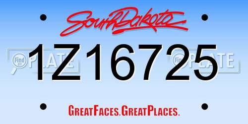 1Z16725 South Dakota License Plate