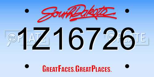 1Z16726 South Dakota License Plate