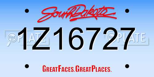 1Z16727 South Dakota License Plate