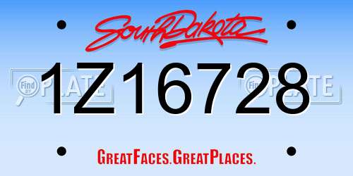 1Z16728 South Dakota License Plate