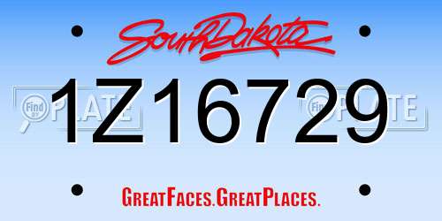 1Z16729 South Dakota License Plate
