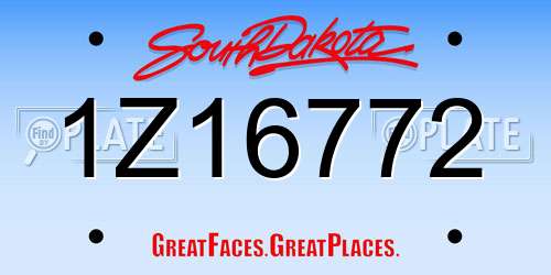 1Z16772 South Dakota License Plate