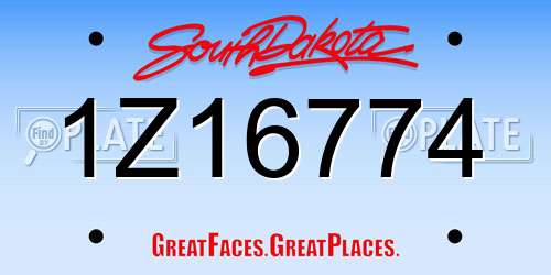 1Z16774 South Dakota License Plate