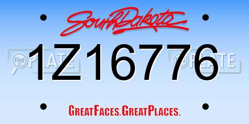 1Z16776 South Dakota License Plate
