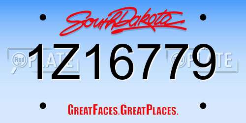 1Z16779 South Dakota License Plate