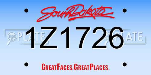 1Z1726 South Dakota License Plate