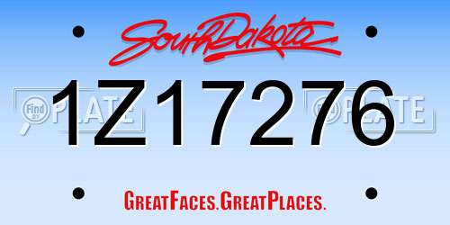 1Z17276 South Dakota License Plate