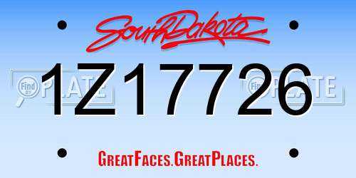 1Z17726 South Dakota License Plate