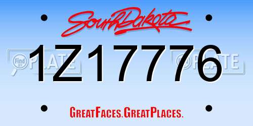 1Z17776 South Dakota License Plate