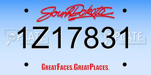 1Z17831 South Dakota License Plate