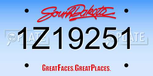 1Z19251 South Dakota License Plate