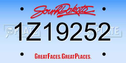 1Z19252 South Dakota License Plate