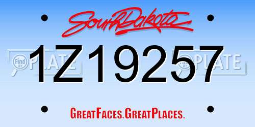 1Z19257 South Dakota License Plate