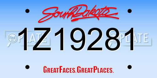1Z19281 South Dakota License Plate
