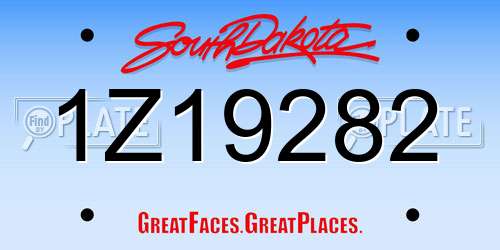 1Z19282 South Dakota License Plate