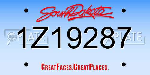 1Z19287 South Dakota License Plate