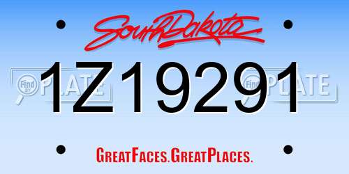 1Z19291 South Dakota License Plate