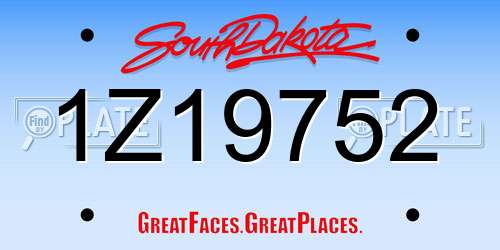1Z19752 South Dakota License Plate