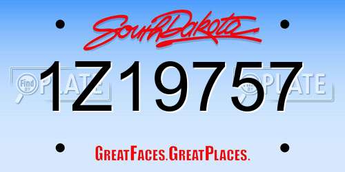 1Z19757 South Dakota License Plate