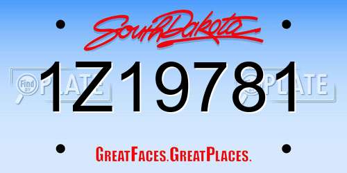 1Z19781 South Dakota License Plate