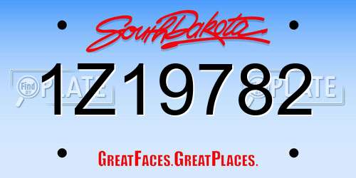 1Z19782 South Dakota License Plate
